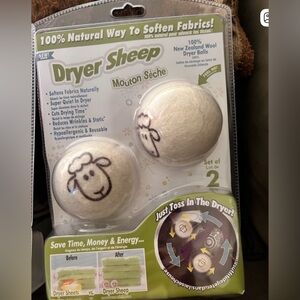 Dryer Sheep Wool Dryer Balls - Natural Off-White (Set of 2) one package only